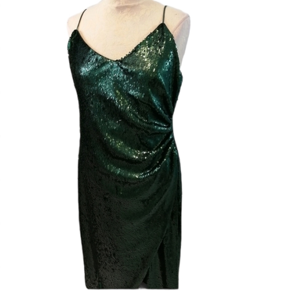 Black‎ Halo Jelly Bean Green Sequins Dress Size 12 - Picture 4 of 16